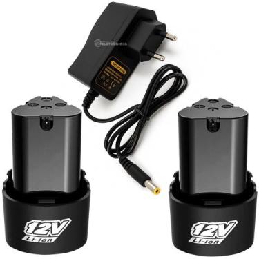 Imagem de Kit 2 Baterias De Lítio 12v 1.3Ah Recarregável Com Fonte de Alimentaçã