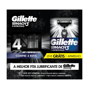 Imagem de Refil Mach3 Carbono 4 Unidades Gillette com Aparelho Masculino Vegano