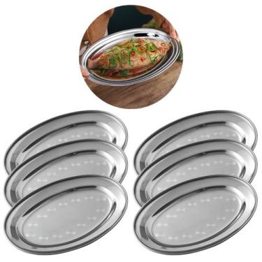 Imagem de 6 Bandejas Inox 33x21 Para Restaurantes Hotéis Serviço de Mesa - Ami