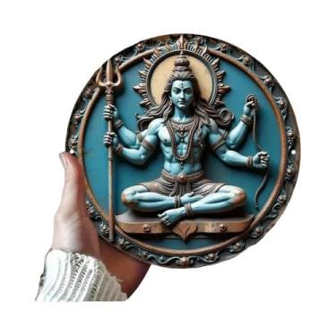 Imagem de Estátua Vintage Dourada E Preta Da Deusa Hindu Durga, Placa De Arte De