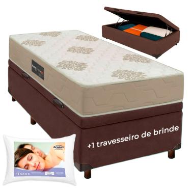 Imagem de Kit Cama Box Bau + Colchão Solteiro Inova D33 + Travesseiro Ortobom