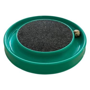 Imagem de Arranhador para Gatos OEM Redondo Relax com Bolinha Miau Base Polipropileno Carpete Verde 35 e 5cm 1 Unidade