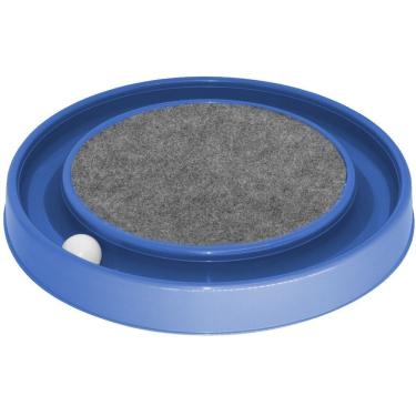 Imagem de Arranhador para Gatos OEM Redondo Relax com Bolinha Miau em Polipropileno e Carpete Azul 35 e 5x35 e 5cm 1 Unidade