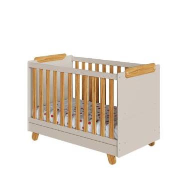 Imagem de Berço Multifuncional Peroba Pingo 4 em 1, Off White e Amêndoa