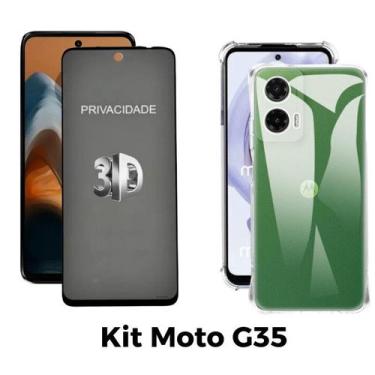 Imagem de Capa Anti Choque TPU + Película 3D Privacidade Vidro para Moto G35 5G 
