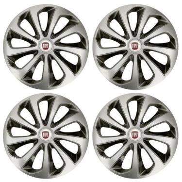 Imagem de Jogo de calotas esportivas velox 15 silver black + emblema resinado fi