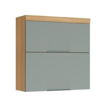 Imagem de Armário Aéreo Marquesa 100% MDF 2 Portas Verde e Nature - Modern