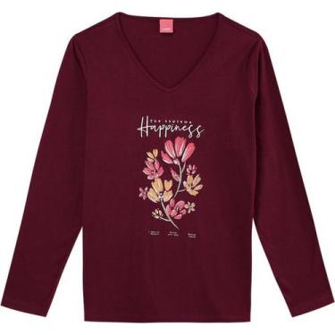 Imagem de Blusa Manga Longa Feminina Malwee Wee Ref. 78648, Vinho, G4