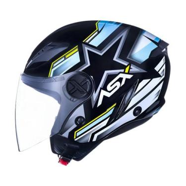 Imagem de Capacete Moto Aberto Asx Argentina City Air Pilot Preto Azul, Preto Az