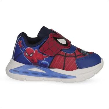 Imagem de Tenis Infantil Mini Pe Vecro Escolar Led Luz Sonic Stitch Spider-man, 
