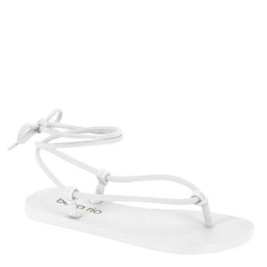 Imagem de Sandália Rasteira Chinelo De Dedo Amarrar Beira Rio 8449905, Branco, 3