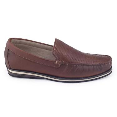 Imagem de Sapato Mocassim Masculino Democrata 135201 couro Denim Ted, Conhaque, 