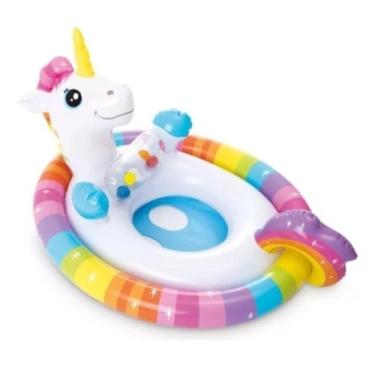 Imagem de Boia Inflável baby Bote Unicornio 76x58cm REF 59570 - Intex, Unicórnio