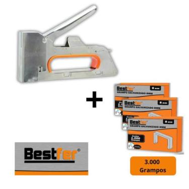 Imagem de Kit grampeador manual alta pressão 4 a 8mm + 3000 grampos - bestfer