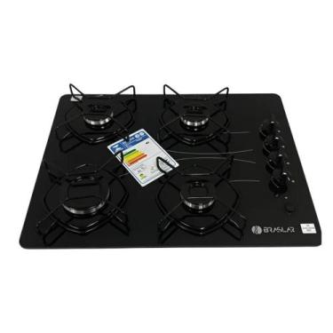 Imagem de Cooktop Braslar Pop Gás 4 Bocas Mesa Vidro Preto Acendimento Automátic