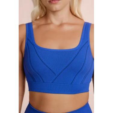 Imagem de Top esportivo feminino lupo max ii 71926-001 seamless sem costura, Azu