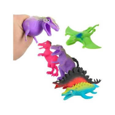 Imagem de Kit 2 Dinossauros Squishy Anti Stress Apertar Emagar Esticar - DM Toys