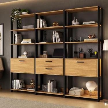 Imagem de Estante de Escritório Modulada 2 Portas 2 Gavetas 219cm Texas Multimóv