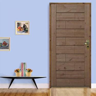 Imagem de Kit Porta Pronta Sala Pinus 210x92cm Direito Batente Pinus 11cm Fechad