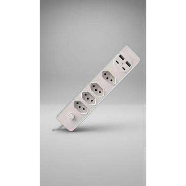 Imagem de Régua 5 Tomadas 2 USB Type-C Bivolt Branca - Congratulations Store
