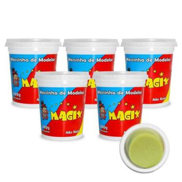 Imagem de Kit 5 Potes Massa Massinha de Modelar Infantil 500g Escolar - Magix, A