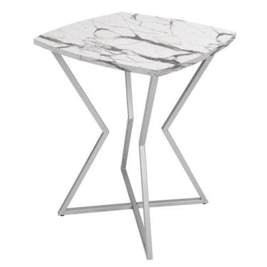 Imagem de Mesa de Canto Lateral Alta Quadrada para Sala Austria - Prata Vulcano 