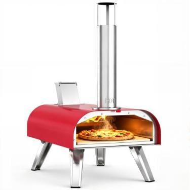 Imagem de Forno de Pizza BIG HORN 30 cm 3 em 1 a Lenha/Gás/Elétrico, Vermelho