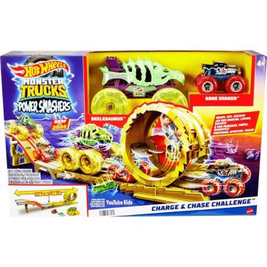 Imagem de Pista de Carrinhos Monster Trucks Power Smashers com 2 Veículos e Acessórios para Desafios de Monstros Mattel
