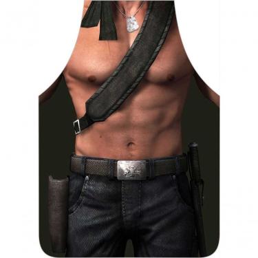 Imagem de Avental Divertido e Personalizado Homem Desenho Rambo em Poliéster para Churrasco e Festas Preto Recanto da Costura