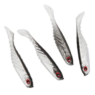 Imagem de Iscas de pesca de cores duplas, isca macia de cauda em T conveniente flexível para atrair peixes(Preto e branco)