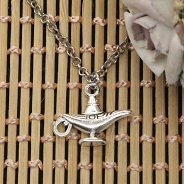 Imagem de EDCRFV Pingente Aladdin Lâmpada Mágica Genie Charme Curto Longo DIY Colar Jóias Feito à Mão