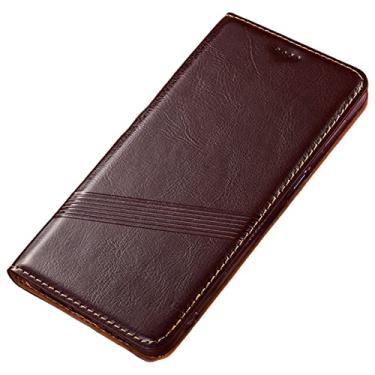 Imagem de Capa carteira para Google Pixel 6/6 Pro, capa flip de couro real com suporte para cartão, fecho magnético, antiarranhões, à prova de choque, capa para celular, marrom, 2,6 de 6,4 polegadas