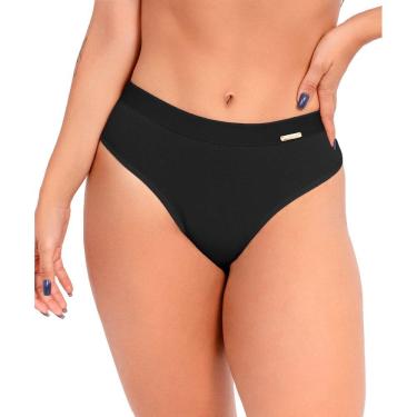 Imagem de Calcinha IMI Lingerie Cós Alto Cintura Alta Em Algodão Ivy Preto