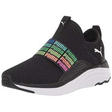 Imagem de PUMA Tênis infantil unissex Sophia sem cadarço, Preto/branco, 12 Little Kid