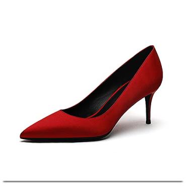 Imagem de Sapatos de salto alto femininos e sapatos de salto fino fechado para mulheres sandálias casuais de salto alto sapatos de festa feminina sapatos de casamento, vermelho, 42 UE/11 EUA