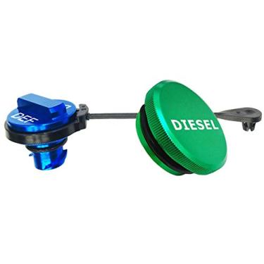 Imagem de Embalagem combo de tampa de combustível de alumínio illet, tampa de combustível diesel para Dodge – tampa de combustível magnética verde diesel e tampa azul não magnética DEF para caminhões Dodge Ram Diesel 2013-2018 1500 2500 3500DOCA Small CR-20-CO