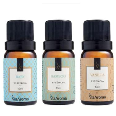 Imagem de Kit 3 Essências Via Aroma Para Aromatizador Difusor Elétrico 10ml Escolha o Seu Kit (Baby+Bamboo+Vanilla)