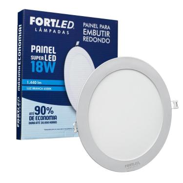 Imagem de Painel Led 18W Redondo Branco Frio Embutir Fortled