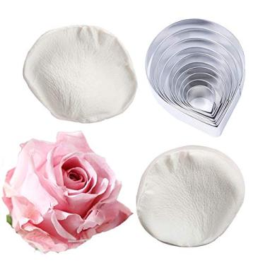 Imagem de Conjunto de 10 peças de cortador de rosa Austin e 2 peças de pétalas de rosa, forma de silicone, molde de pendente, pétala, açúcar, flores, ferramentas, decoração de bolo, pasta de gengiva, kit de decoração de flores