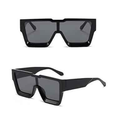 Imagem de Óculos de Sol Quadrado Vintage Designer Masculino Luxo Grandes Uma Lente Óculos de Sol Tendência Tons Femininos UV400 Óculos Óculos, preto preto, tamanho único