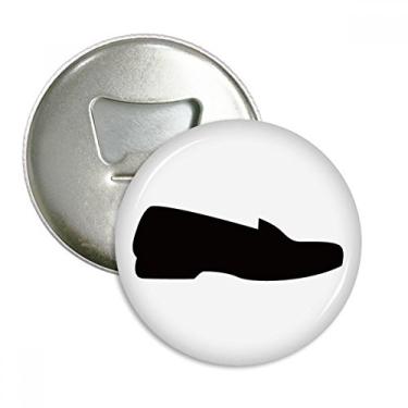 Imagem de Calçados masculinos de couro preto padrão abridor de garrafas ímã de geladeira emblema multifuncional crachá