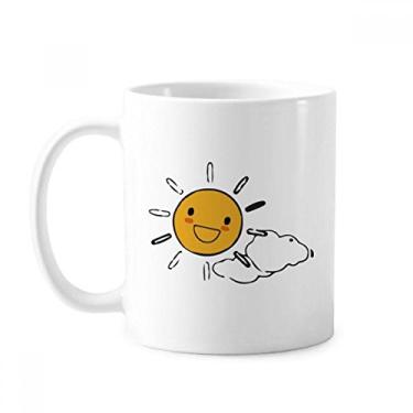 Imagem de Caneca com estampa de ilustração de nuvem de sol clima cerâmica xícara de porcelana de café louça