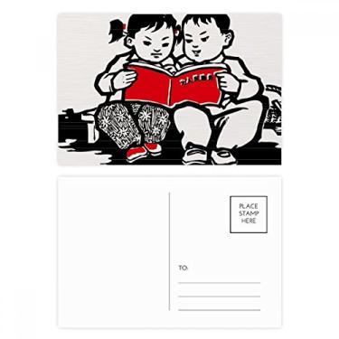 Imagem de Caderno de banco de menino menina patriotismo China conjunto de cartão postal de aniversário cartão de agradecimento