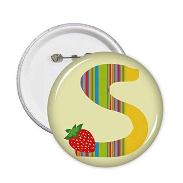 Imagem de S Alfabeto Morango Frutas Padrão Bonito Pinos Emblema Botão Decoração Acessório 5 peças
