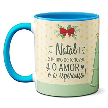 Imagem de Caneca Amor E Esperança Renovados No Natal Presente Fofo (Azul)