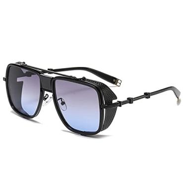 Imagem de Óculos de sol de armação oca de tamanho grande para homens, liga vintage punk, óculos de sol femininos chiques, tons frios, preto cinza azul, tamanho único