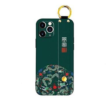 Imagem de Capa de telefone de seda com borla em relevo para corte de vento estilo chinês para iPhone 11 12 13 Pro XS Max XR X 7 8 Plus Totem Matte Back Cover, verde, para i7 i8