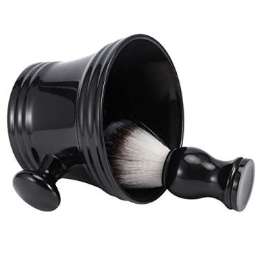 Imagem de Tigela de barbear, fácil de armazenar escova de limpeza de barbeiro macia conjunto de barbear de material ABS com aparência brilhante para a família