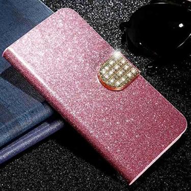 Imagem de Carteira Flip Card Slot Case Para Samsung Galaxy S9 S10 Plus S10E Note 8 9 M20 M10 A30 A50 A7 A8 A9 J6 Plus Cover Capa, Rosa com diamante, Para J4 2018