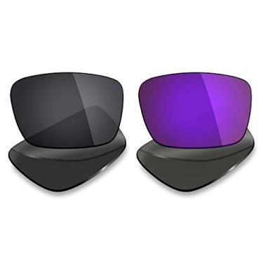 Imagem de 2 pares de lentes de reposição polarizadas da Mryok para óculos de sol Oakley Fuel Cell – Opções, Stealth Black & Plasma Purple, One Size